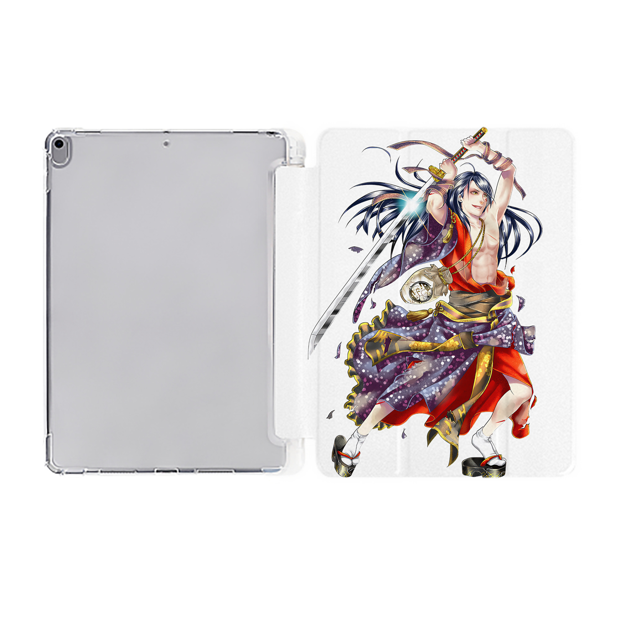 （画像用） 刀剣乱舞 Touken Ranbu IPad ケース ペン収納付き 三つ折りスタンド PUレザー×シリコン 対応機種9.5/10.5/10.9インチ